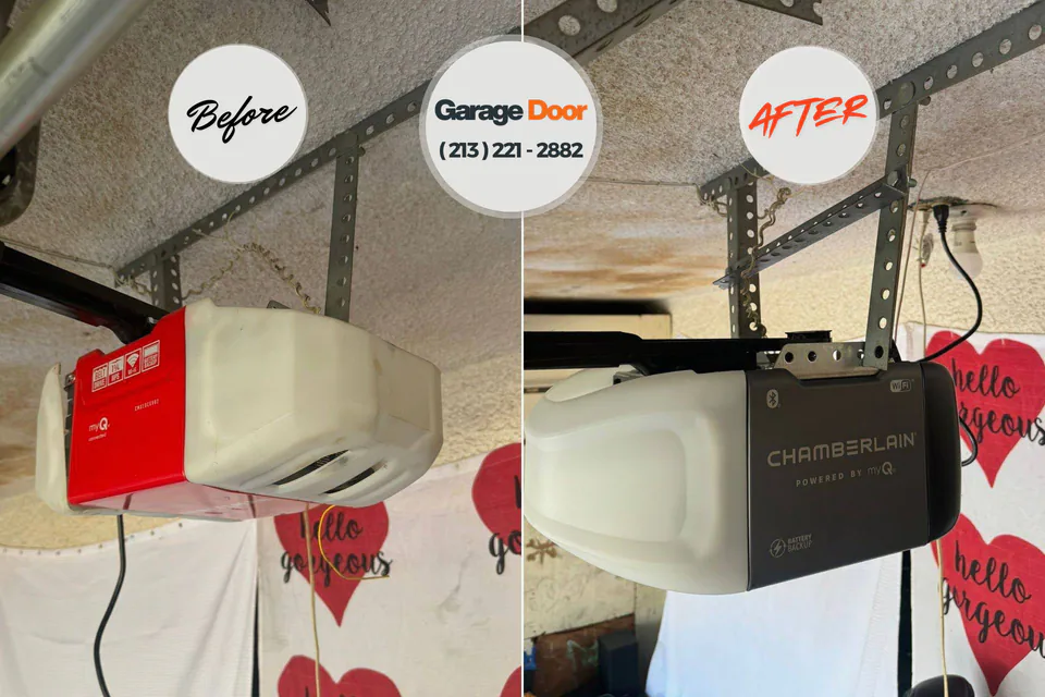 Before and after: garage door repair San Dimas, CA